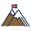 logo montagne avec drapeau rouge